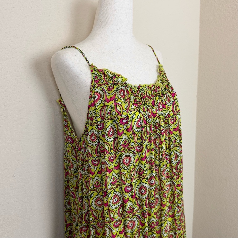 By Anthropologie‎ Flounced Maxi Lounge Dress in Citron Size Medium - Picture 7 of 14